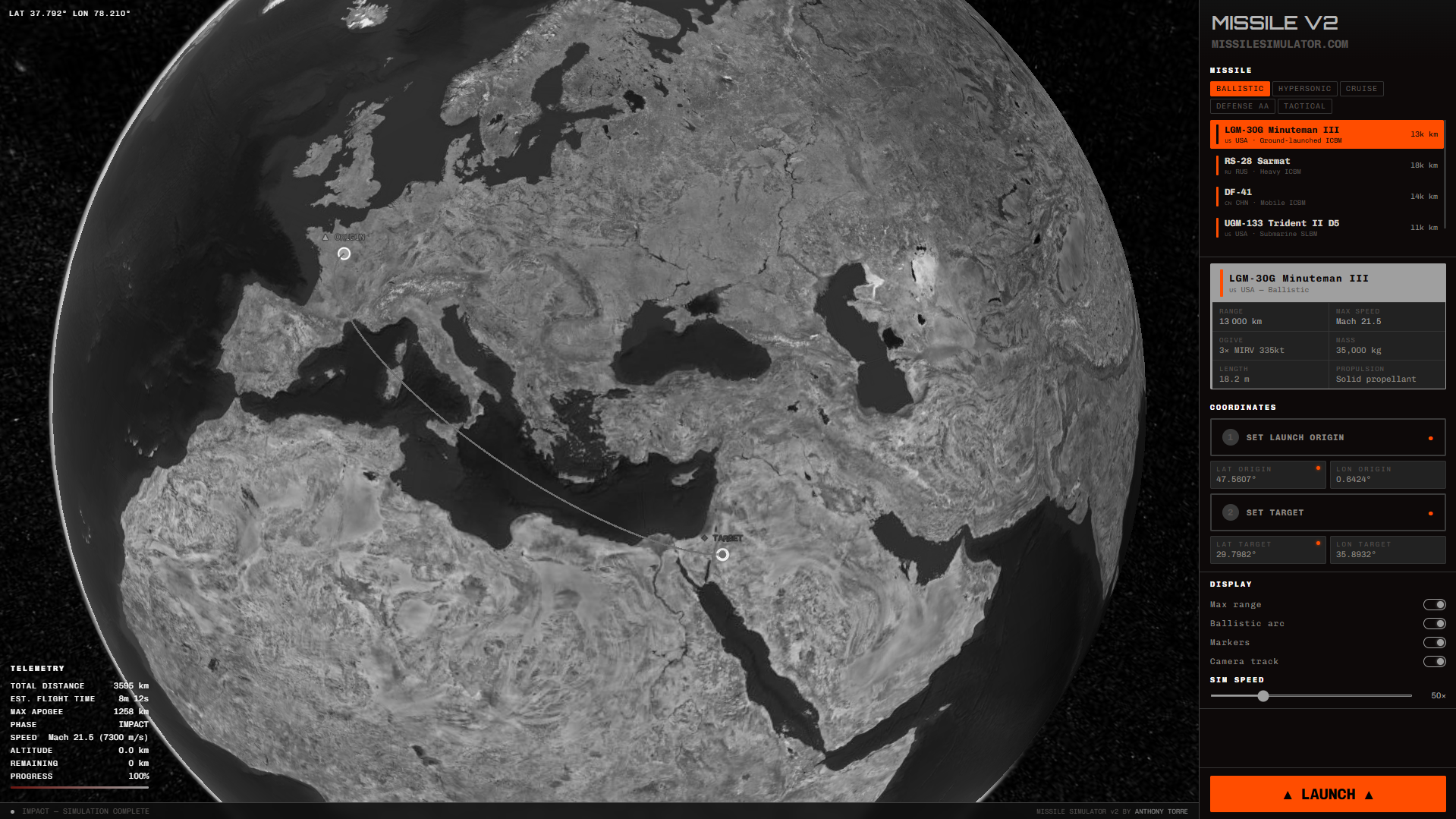 Missile simulator interface